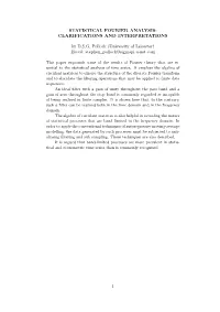 STATISTICAL FOURIER ANALYSIS: CLARIFICATIONS and INTERPRETATIONS by DSG Pollock