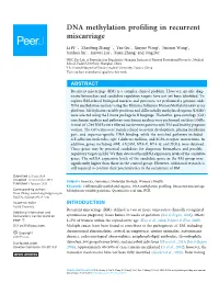 DNA Methylation Profiling in Recurrent Miscarriage