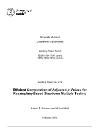 Efficient Computation of Adjusted P-Values for Resampling-Based Stepdown Multiple Testing