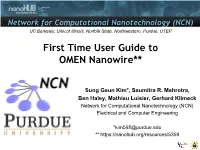 First Time User Guide to OMEN Nanowire**