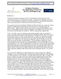 Literature Overview: the Application of Title IX to Science and Engineering