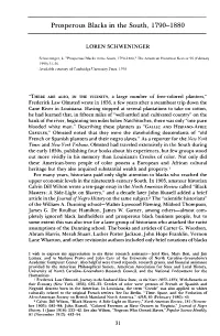 Prosperous Blacks in the South, 1790-1880