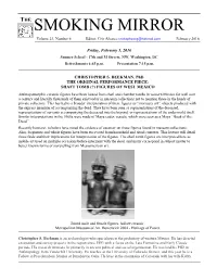 SMOKING MIRROR Volume 23, Number 6 Editor: Cris Alvarez Cristoph2003@Hotmail.Com February 2016