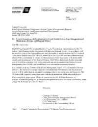Coastal Consistency Determination (CCD) Concurrence Request