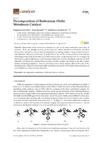 Decomposition of Ruthenium Olefin Metathesis Catalyst