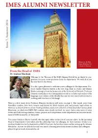 IMES ALUMNI NEWSLETTER Issue 7, Summer 2016 7, Summer Issue