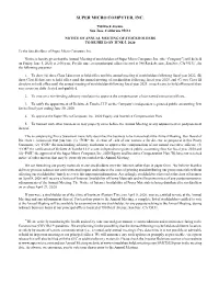 Proxy Statement More Fully Describes the Business to Be Transacted at the Annual Meeting