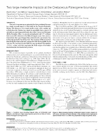 Two Large Meteorite Impacts at the Cretaceous-Paleogene Boundary