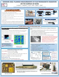 Exomars 2022: Planned Measurements of Electromagnetic Radiation on the Surface of Mars O