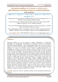 Synedrella Nodiflora (L.) Gaertn: a Review on Its Phytochemical Screening and Uses in Animal Husbandry and Medicine Adjibode A.G.#1, Tougan U.P