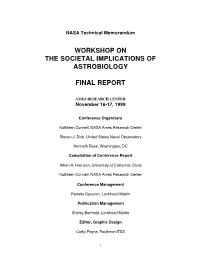 Workshop on the Societal Implications of Astrobiology
