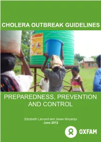 Cholera Outbreak Guidelines: Preparedness, Prevention and Control