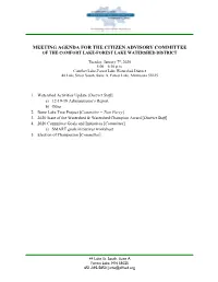 Meeting Agenda for the Citizen Advisory Committee of the Comfort Lake-Forest Lake Watershed District