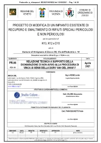Progetto Di Modifica Di Un Impianto Esistente Di Recupero E Smaltimento Di Rifiuti Speciali Pericolosi E Non Pericolosi