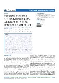 Proliferating Trichilemmal Cyst with Lymphadenopathy: a Discussion of Cutaneous Neoplasms Involving the Scalp