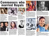 Commoners Who Married Royals