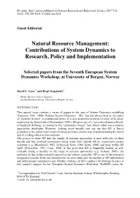 Contributions of System Dynamics to Research, Policy and Implementation