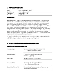 I. for FACULTY's MAIN PAGE Name Maria Bernadette L. Abrera Email