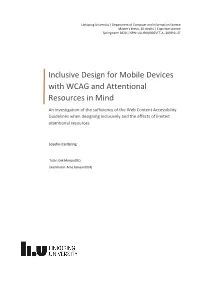 Inclusive Design for Mobile Devices with WCAG and Attentional Resources in Mind