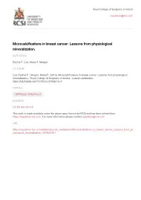 Microcalcifications in Breast Cancer: Lessons from Physiological Mineralization