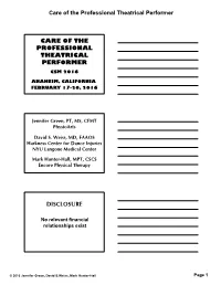 Musical Theatre APTA CSM Handout Version 2015-Dec-02.Pptx