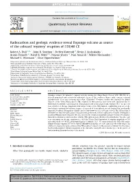 Radiocarbon and Geologic Evidence Reveal Ilopango Volcano As Source of the Colossal ‘Mystery’ Eruption of 539/40 CE