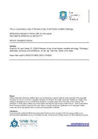 Review of Top of Rail Friction Modifier Tribology