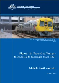 Signal 161 Passed at Danger Transadelaide Passenger Trainh307