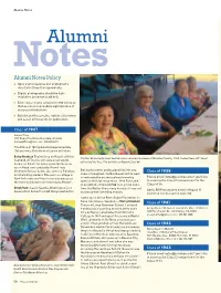 Alumni Notes Alumni Notes Alumni Notes Policy » Send Alumni Updates and Photographs Directly to Class Correspondents