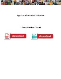 App State Basketball Schedule