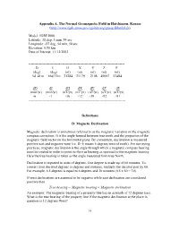 Appendix A. the Normal Geomagnetic Field in Hutchinson, Kansas (