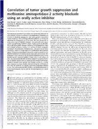 Correlation of Tumor Growth Suppression and Methionine Aminopetidase-2 Activity Blockade Using an Orally Active Inhibitor