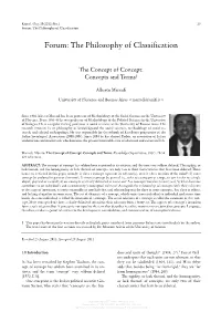 Forum: the Philosophy of Classification