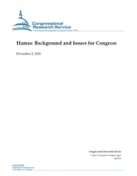 Hamas: Background and Issues for Congress