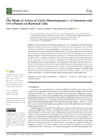 Limonene and (+)-Α-Pinene on Bacterial Cells