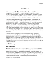 METADATA II 8.1 Databases Use Metadata