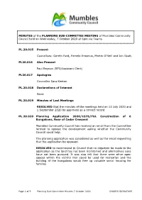 MINUTES of the PLANNING SUB-COMMITTEE MEETING of Mumbles Community Council Held on Wednesday, 7 October 2020 at 6Pm Via Teams