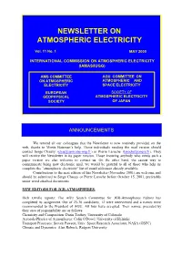 Newsletter on Atmospheric Electricity