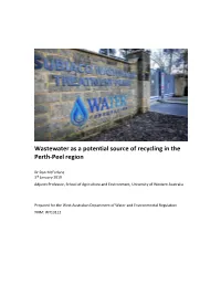 Wastewater As a Potential Source of Recycling in the Perth-Peel Region