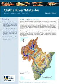 Annual Water Quality Monitoring Summary Clutha River 2007-2008