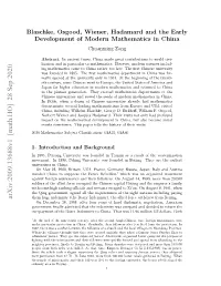 Blaschke, Osgood, Wiener, Hadamard and the Early Development Of