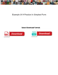 Example of a Fraction in Simplest Form