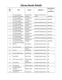 Library Books Details Place & Date Acc