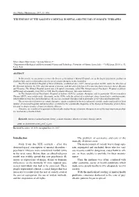 THE HISTORY of the SALENTO's MENTAL HOSPITAL and the USE of SOMATIC THERAPIES Introduction Only from the XIX Century