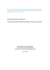 Examination Report on Objection to Central Java Coal-Fired Power Plant