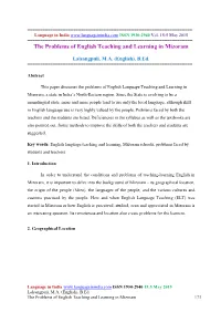 The Problems of English Teaching and Learning in Mizoram