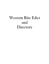Western Rite Edict and Directory