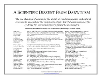 A Scientific Dissent from Darwinism