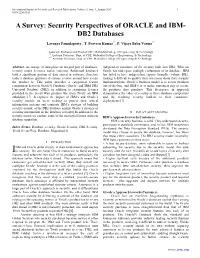 A Survey: Security Perspectives of ORACLE and IBM-DB2 Databases