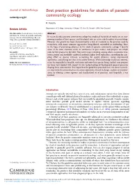 Best Practice Guidelines for Studies of Parasite Community Ecology Cambridge.Org/Jhl